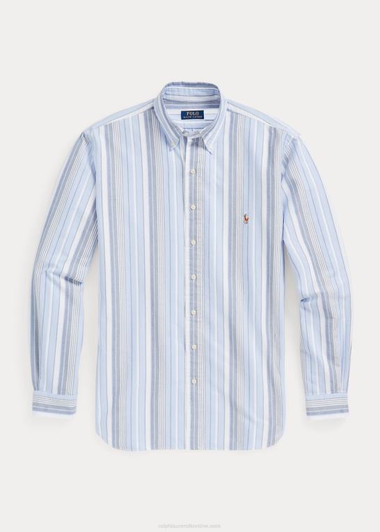 5856 blå multi Mænd Ralph Lauren stribet oxford skjorte Z426B1570