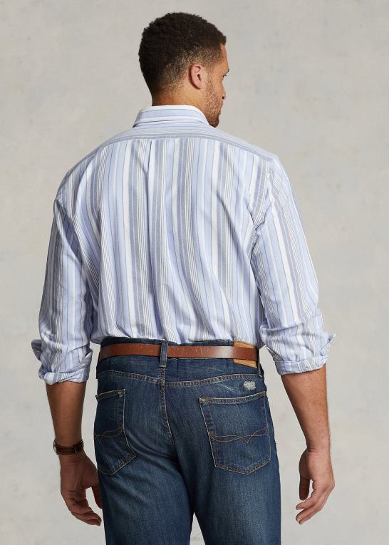 5856 blå multi Mænd Ralph Lauren stribet oxford skjorte Z426B1570