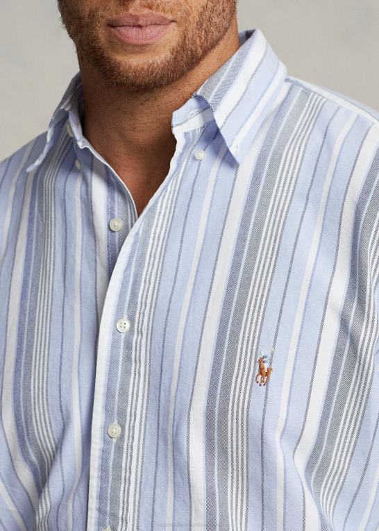 5856 blå multi Mænd Ralph Lauren stribet oxford skjorte Z426B1570