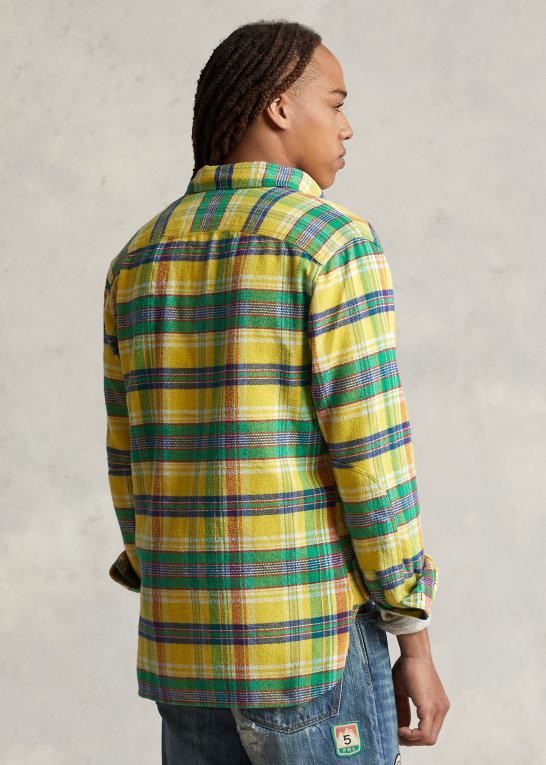 5882a gul/grøn multi Mænd Ralph Lauren klassisk pasform plaid flannelskjorte Z426B8615