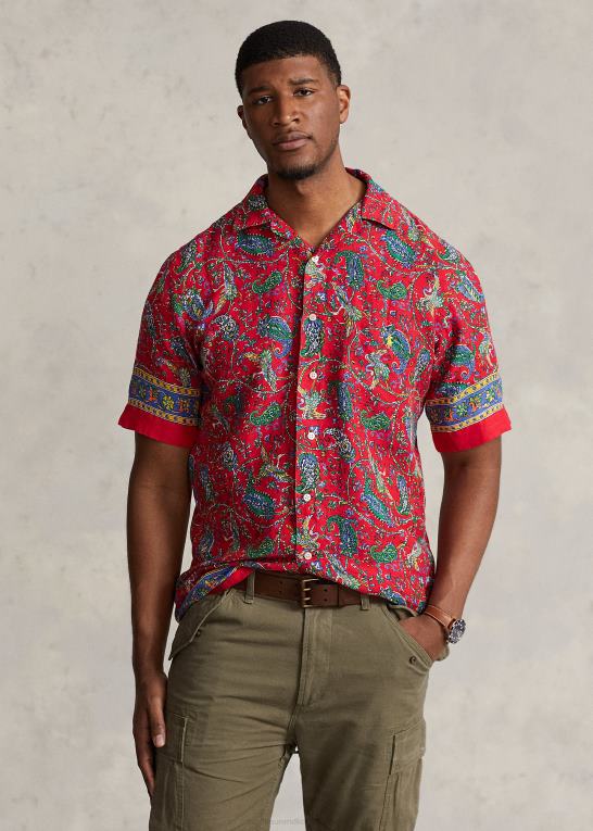 Mænd Ralph Lauren paisley linned camp skjorte Z426B1332