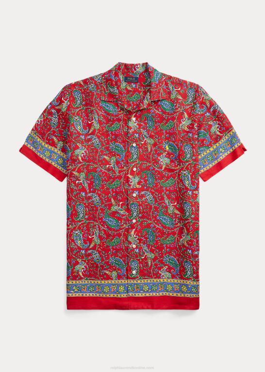 Mænd Ralph Lauren paisley linned camp skjorte Z426B1332