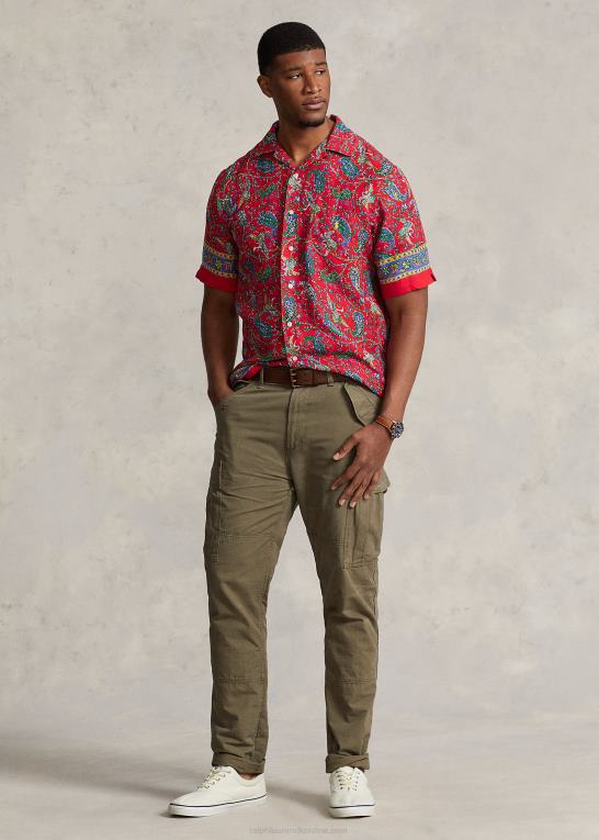 Mænd Ralph Lauren paisley linned camp skjorte Z426B1332