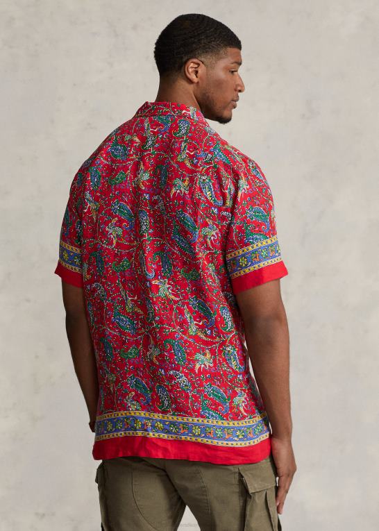 Mænd Ralph Lauren paisley linned camp skjorte Z426B1332