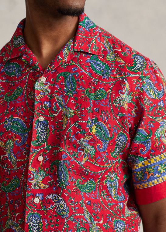 Mænd Ralph Lauren paisley linned camp skjorte Z426B1332
