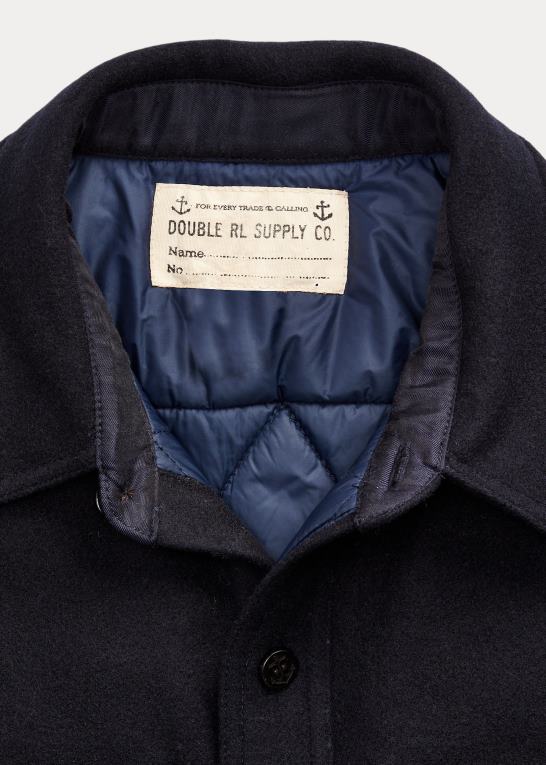 Marine blå Mænd Ralph Lauren quiltet uld melton overshirt Z426B1794