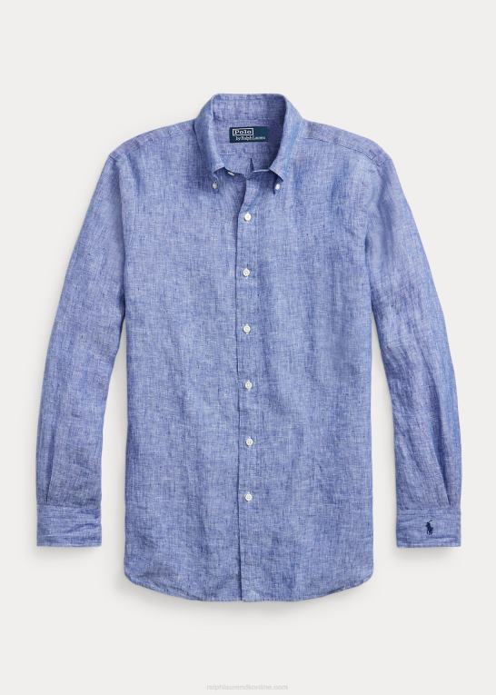 arv royal Mænd Ralph Lauren custom fit linned chambray skjorte Z426B963