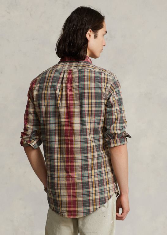 beige/rød multi Mænd Ralph Lauren plaid skjorte i klassisk pasform Z426B8430