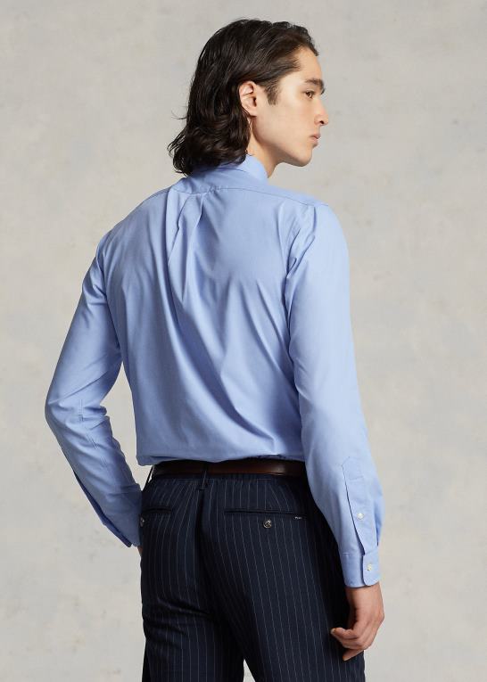 blå Mænd Ralph Lauren klassisk pasform performance twill skjorte Z426B93