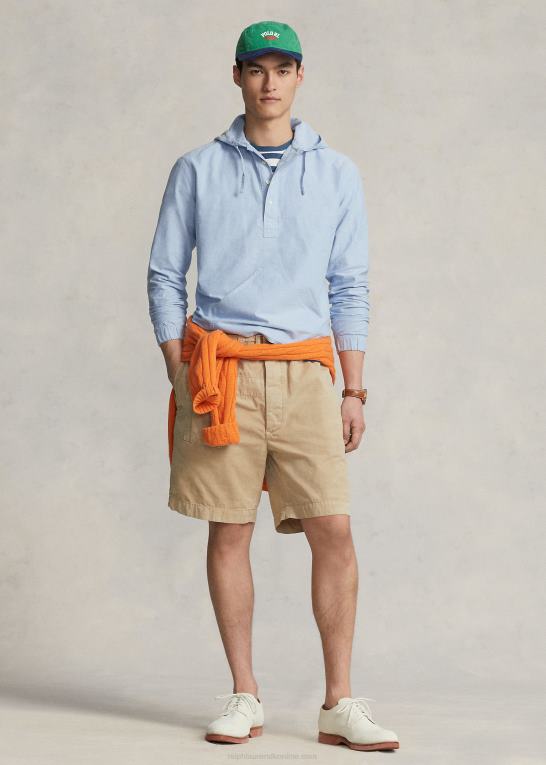 blå Mænd Ralph Lauren oxford popover-skjorte med hætte Z426B861