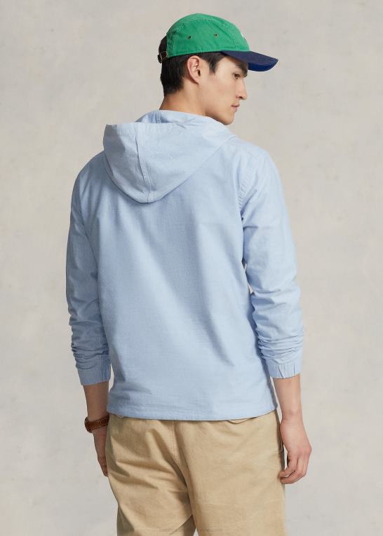 blå Mænd Ralph Lauren oxford popover-skjorte med hætte Z426B861