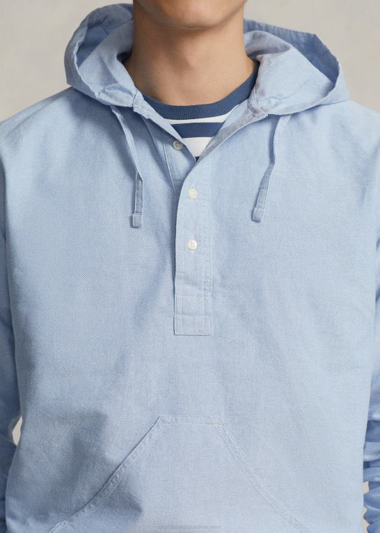 blå Mænd Ralph Lauren oxford popover-skjorte med hætte Z426B861