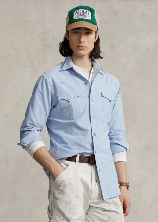 blå Mænd Ralph Lauren oxford western skjorte Z426B458