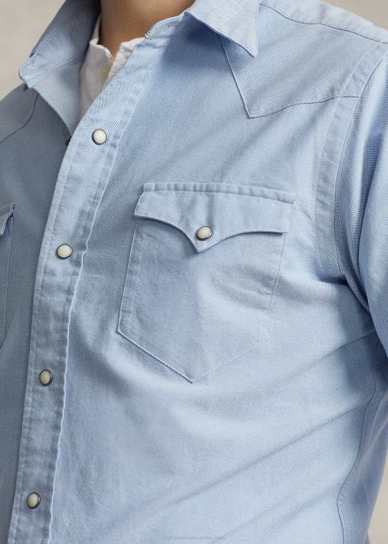 blå Mænd Ralph Lauren oxford western skjorte Z426B458