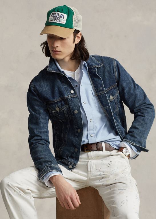 blå Mænd Ralph Lauren oxford western skjorte Z426B458