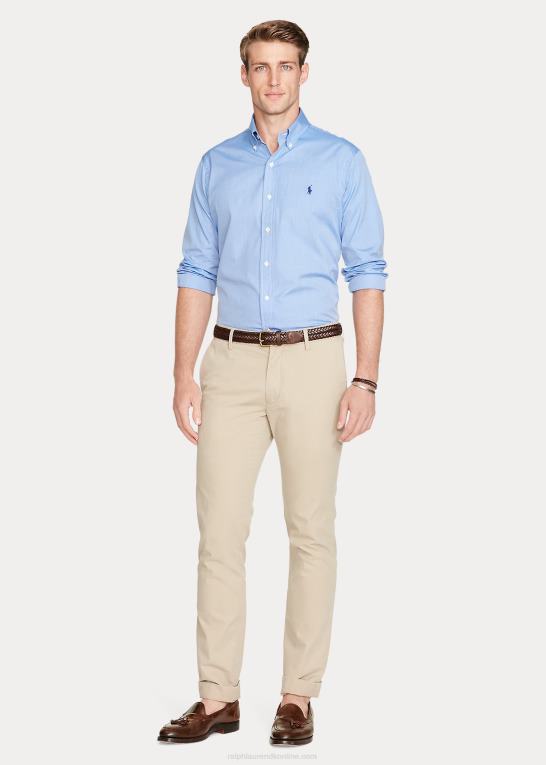blå Mænd Ralph Lauren poplinskjorte i klassisk pasform Z426B8648