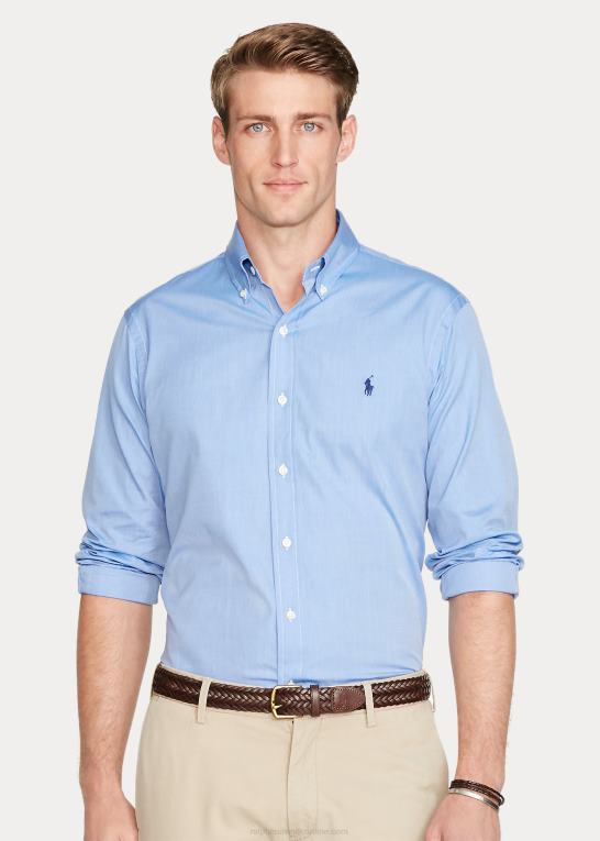 blå Mænd Ralph Lauren poplinskjorte i klassisk pasform Z426B8648
