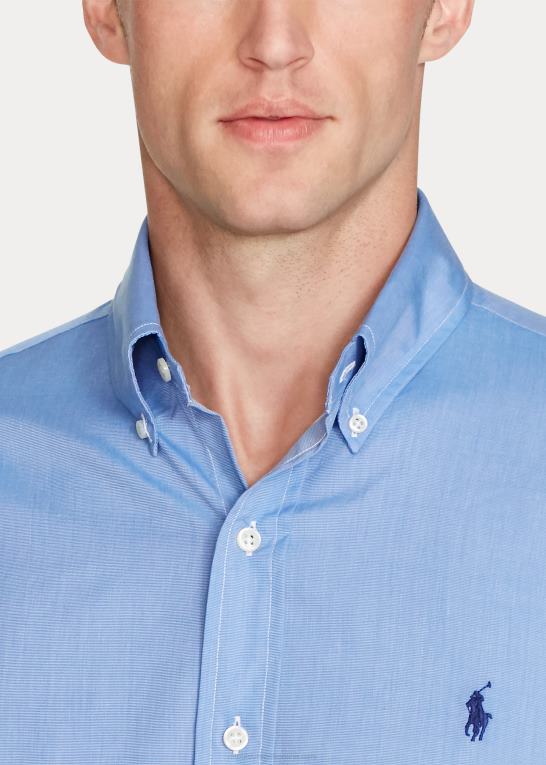 blå Mænd Ralph Lauren poplinskjorte i klassisk pasform Z426B8648