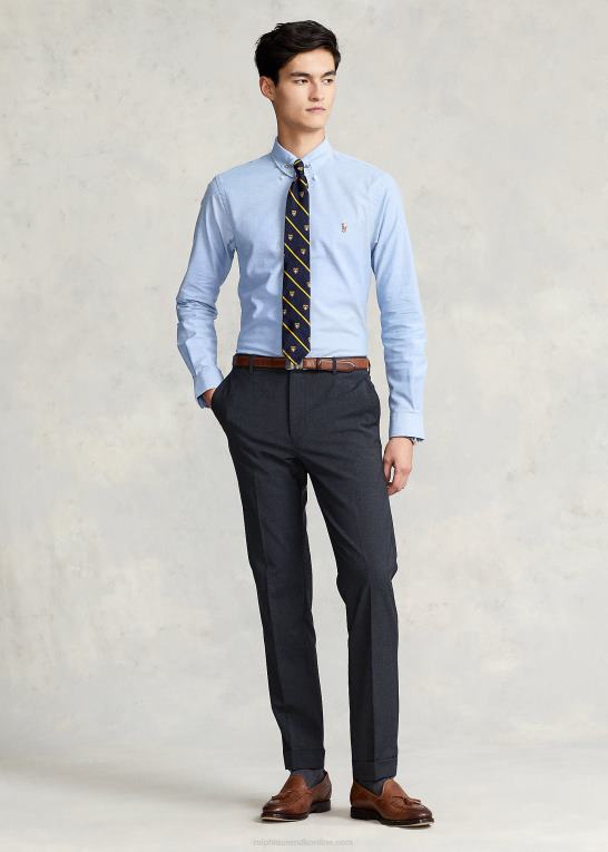 blå Mænd Ralph Lauren slim fit stretch oxford skjorte Z426B606