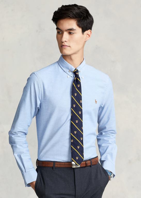blå Mænd Ralph Lauren slim fit stretch oxford skjorte Z426B606