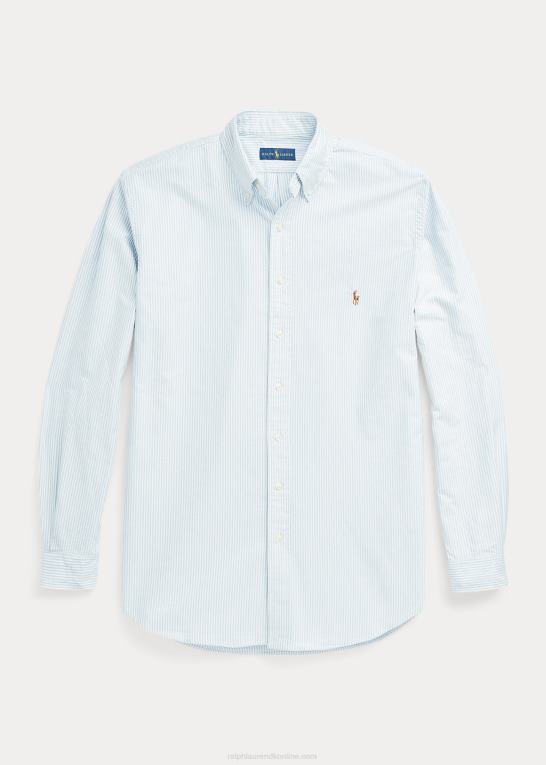 blå Mænd Ralph Lauren stribet oxford skjorte Z426B1840