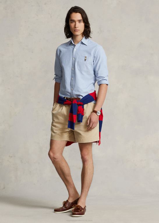 blå forårsbjørn Mænd Ralph Lauren klassisk pasform polo bear oxford skjorte Z426B656
