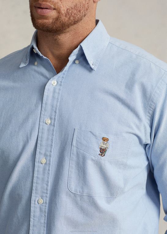 blå forårsbjørn Mænd Ralph Lauren polo bear oxford skjorte Z426B1568