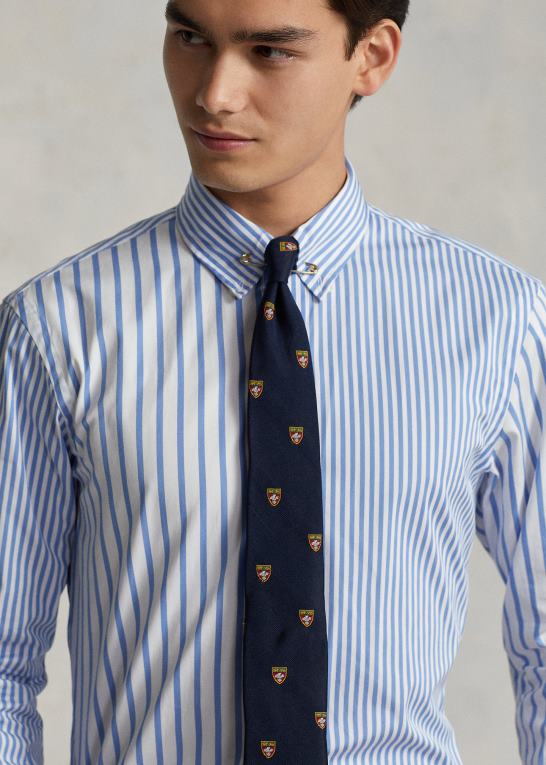 blå funshirt Mænd Ralph Lauren custom fit stribet poplin sjov skjorte Z426B1098