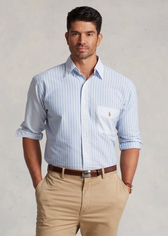 blå funshirt Mænd Ralph Lauren stribet oxford sjov skjorte Z426B1319
