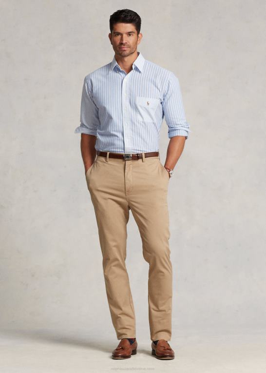 blå funshirt Mænd Ralph Lauren stribet oxford sjov skjorte Z426B1319