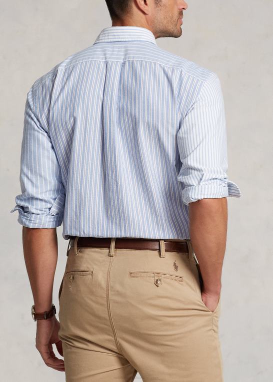 blå funshirt Mænd Ralph Lauren stribet oxford sjov skjorte Z426B1319