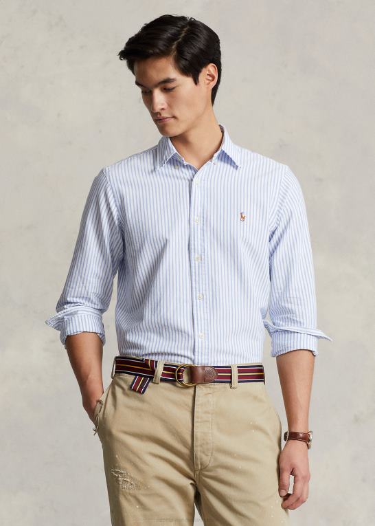blå/hvid Mænd Ralph Lauren klassisk pasform stribet oxford skjorte Z426B8477