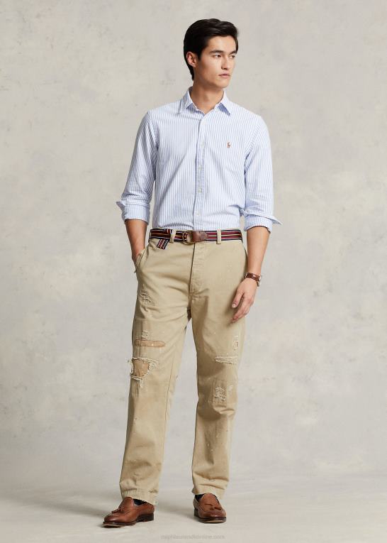 blå/hvid Mænd Ralph Lauren klassisk pasform stribet oxford skjorte Z426B8477