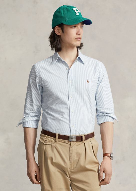 blå/hvid Mænd Ralph Lauren klassisk pasform stribet oxford skjorte Z426B8587