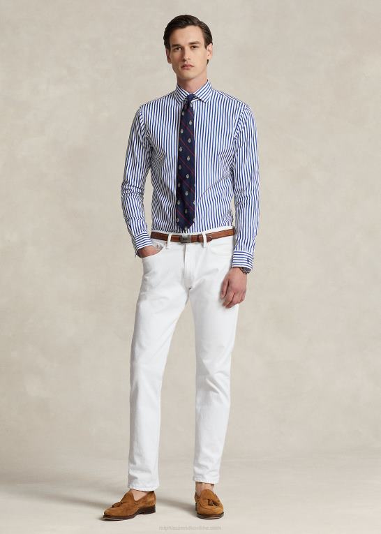 blå/hvid Mænd Ralph Lauren regent custom fit stribet poplin skjorte Z426B91