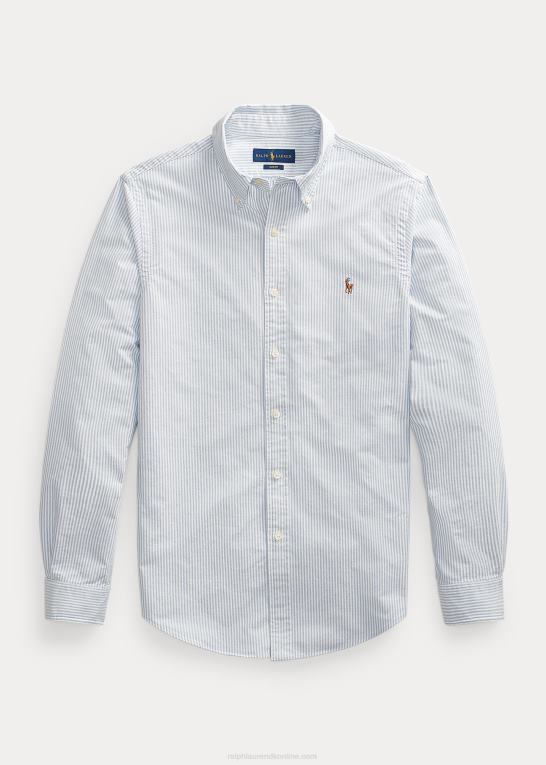 blå/hvid Mænd Ralph Lauren slim fit stribet oxford skjorte Z426B642