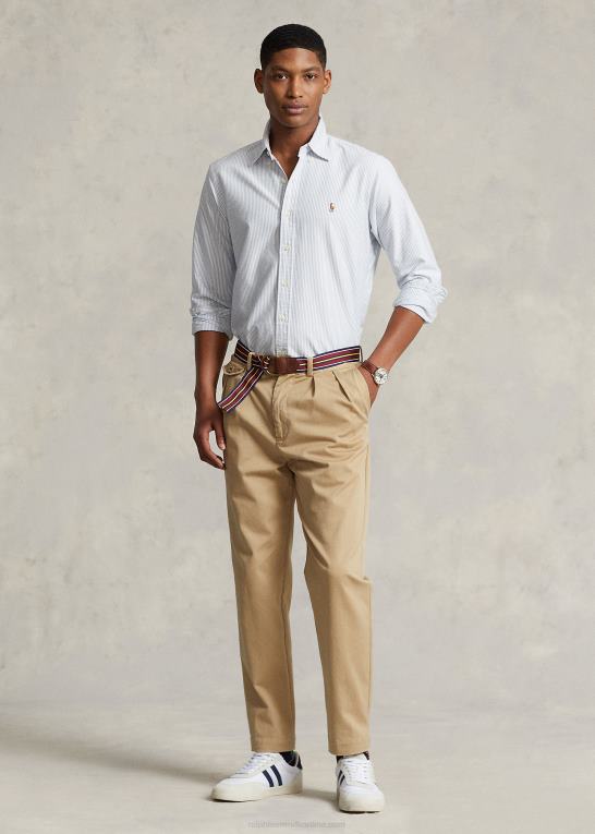 blå/hvid Mænd Ralph Lauren slim fit stribet oxford skjorte Z426B642