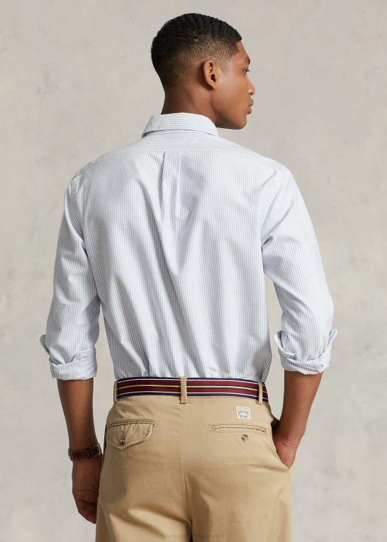 blå/hvid Mænd Ralph Lauren slim fit stribet oxford skjorte Z426B642