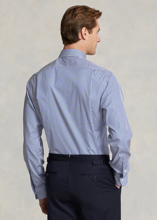 blå/hvid Mænd Ralph Lauren stribet poplin skjorte i specialdesign Z426B8613