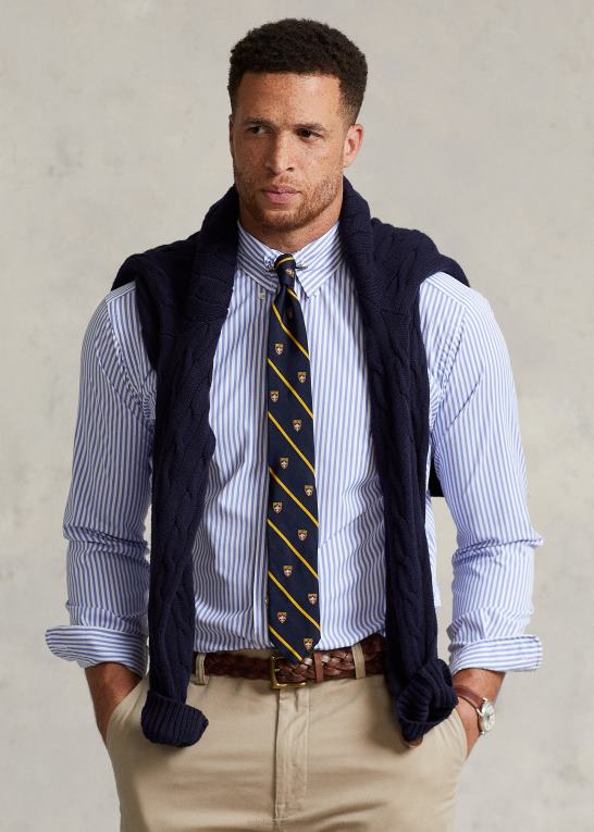 blå/hvid Mænd Ralph Lauren ydeevne twill skjorte Z426B1681