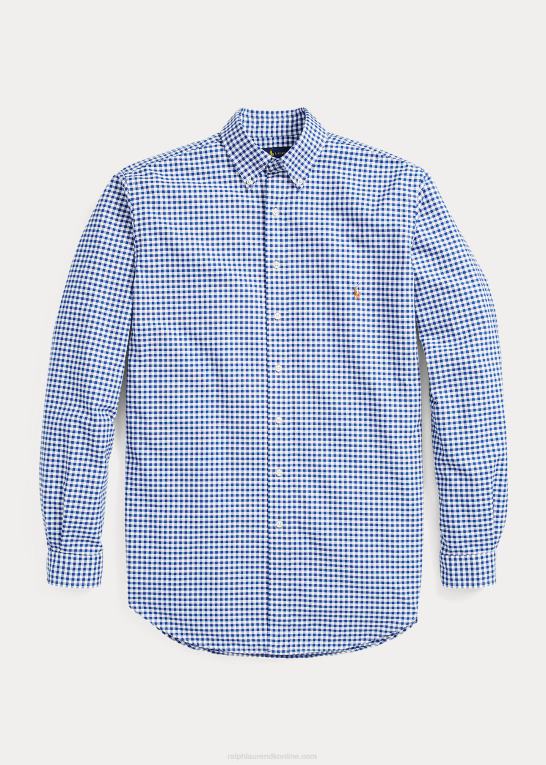 blå/hvid gingham Mænd Ralph Lauren gingham oxford skjorte Z426B1839