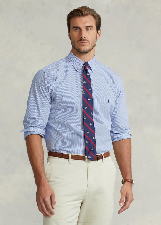 blå/hvid hårgrænse Mænd Ralph Lauren stribet poplin skjorte Z426B1680