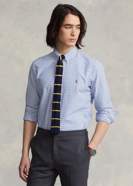 blå/hvid multi Mænd Ralph Lauren klassisk fit tattersall oxford skjorte Z426B727