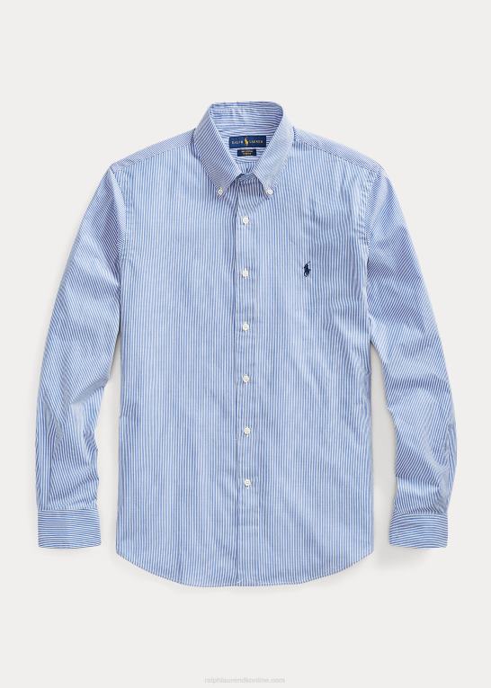 blå/hvid stribe Mænd Ralph Lauren stræk poplin skjorte Z426B1504