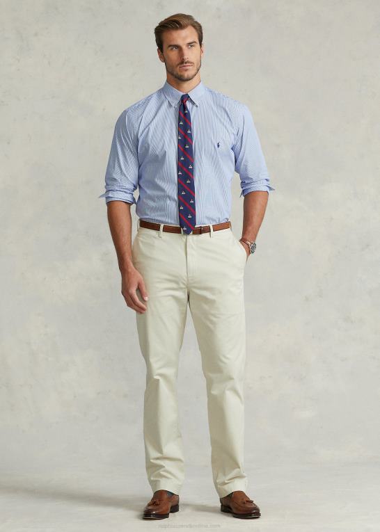 blå/hvid stribe Mænd Ralph Lauren stræk poplin skjorte Z426B1504