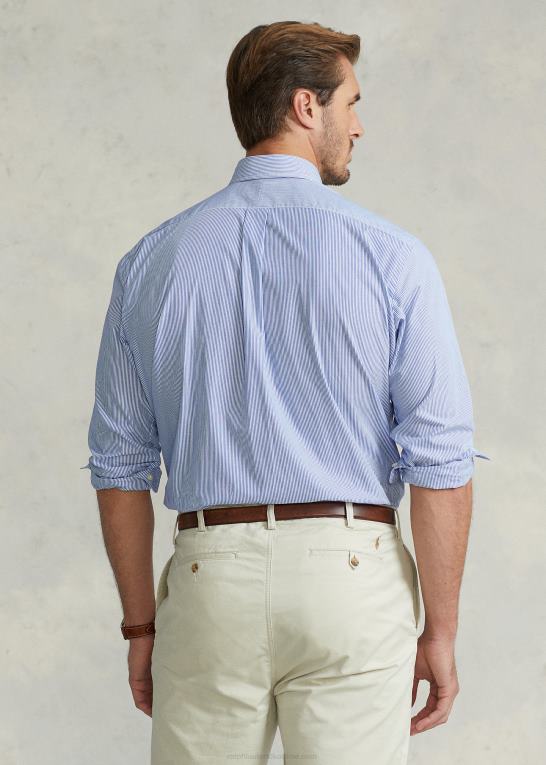 blå/hvid stribe Mænd Ralph Lauren stræk poplin skjorte Z426B1504