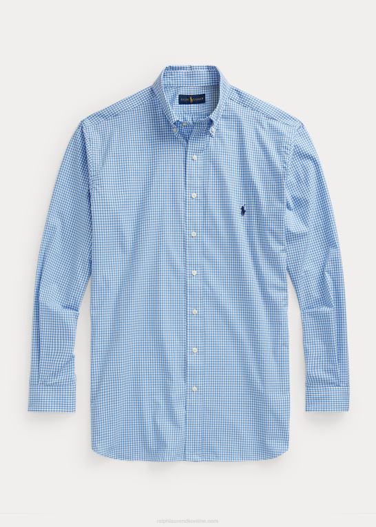 blå/hvid tern Mænd Ralph Lauren stræk poplin skjorte Z426B1506