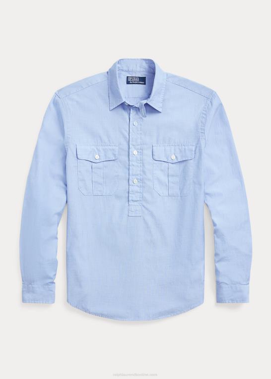 blåklokke/hvid Mænd Ralph Lauren klassisk pasform end-on-end popover arbejdsskjorte Z426B8425