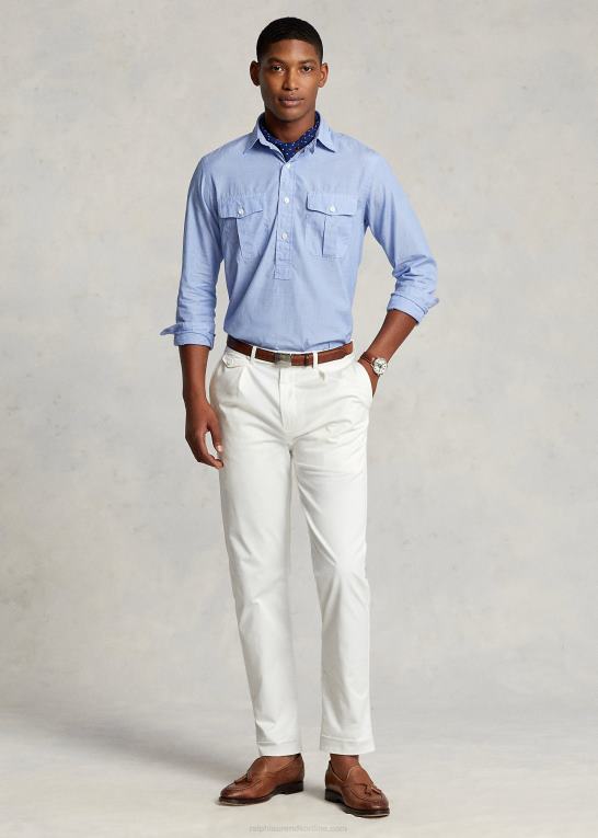 blåklokke/hvid Mænd Ralph Lauren klassisk pasform end-on-end popover arbejdsskjorte Z426B8425