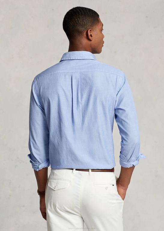 blåklokke/hvid Mænd Ralph Lauren klassisk pasform end-on-end popover arbejdsskjorte Z426B8425